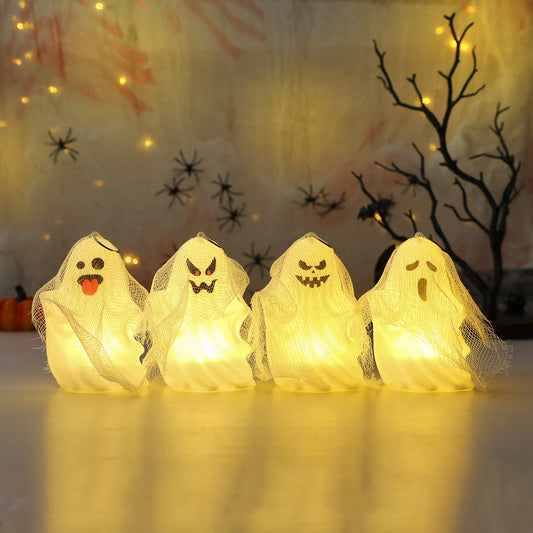 4 Pack Halloween Ghost Night Lights - Expressional Spooky Spirits with Warm Glow