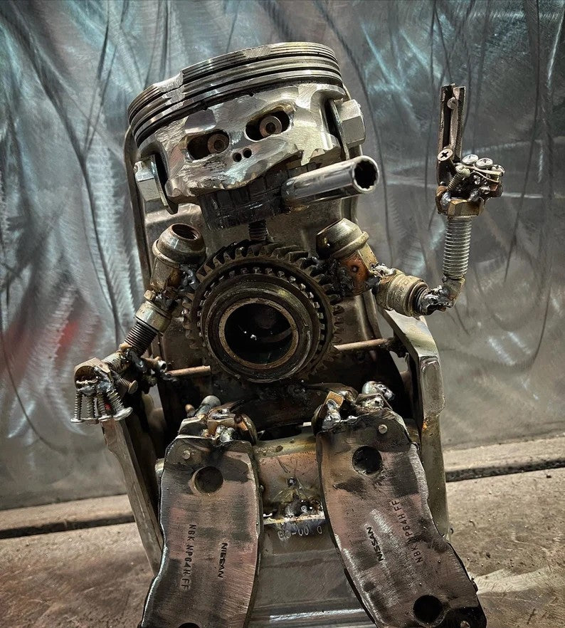 Handmade "Big Boss" Piston Robot Sculpture