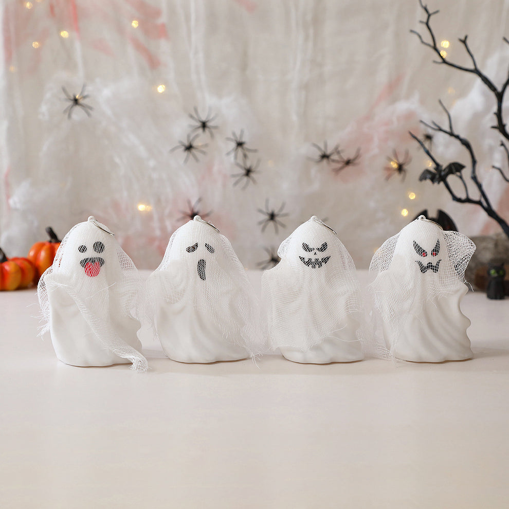 4 Pack Halloween Ghost Night Lights - Expressional Spooky Spirits with Warm Glow