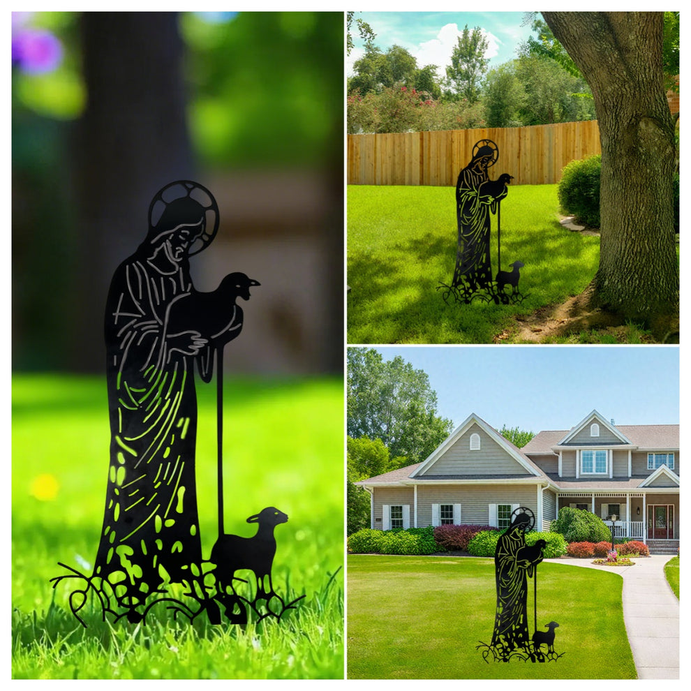 ✝️Jesus and Sheep Metal Sign- Outdoor for Yard & Patio🍂