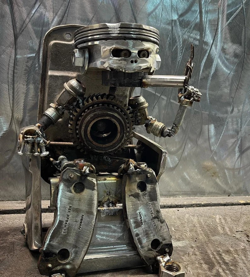 Handmade "Big Boss" Piston Robot Sculpture