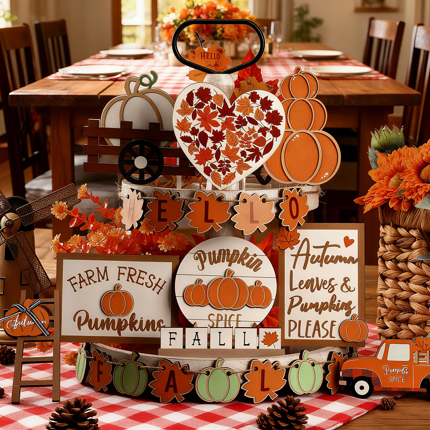 🐔Autumn home table decoration Halloween Thanksgiving scene decoration