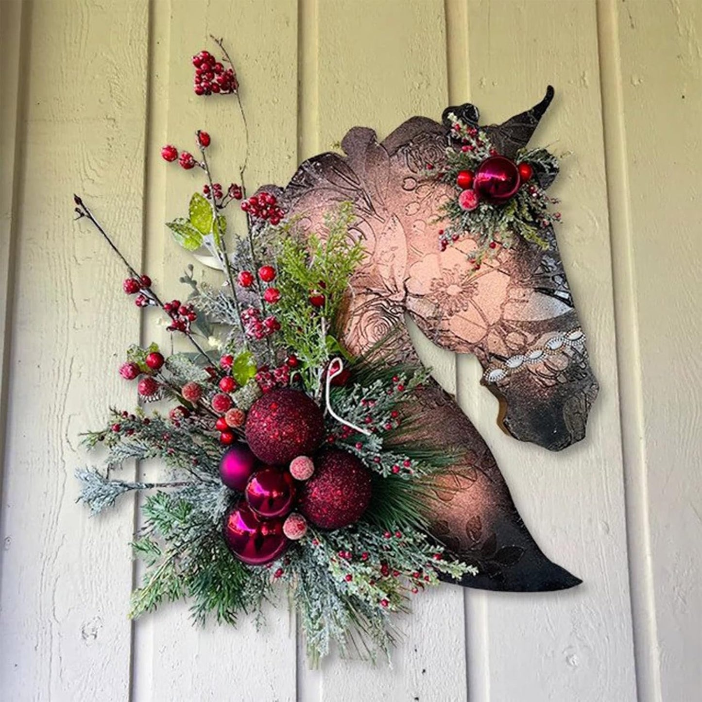 ✨ Handmade Christmas Horse Head Wreath