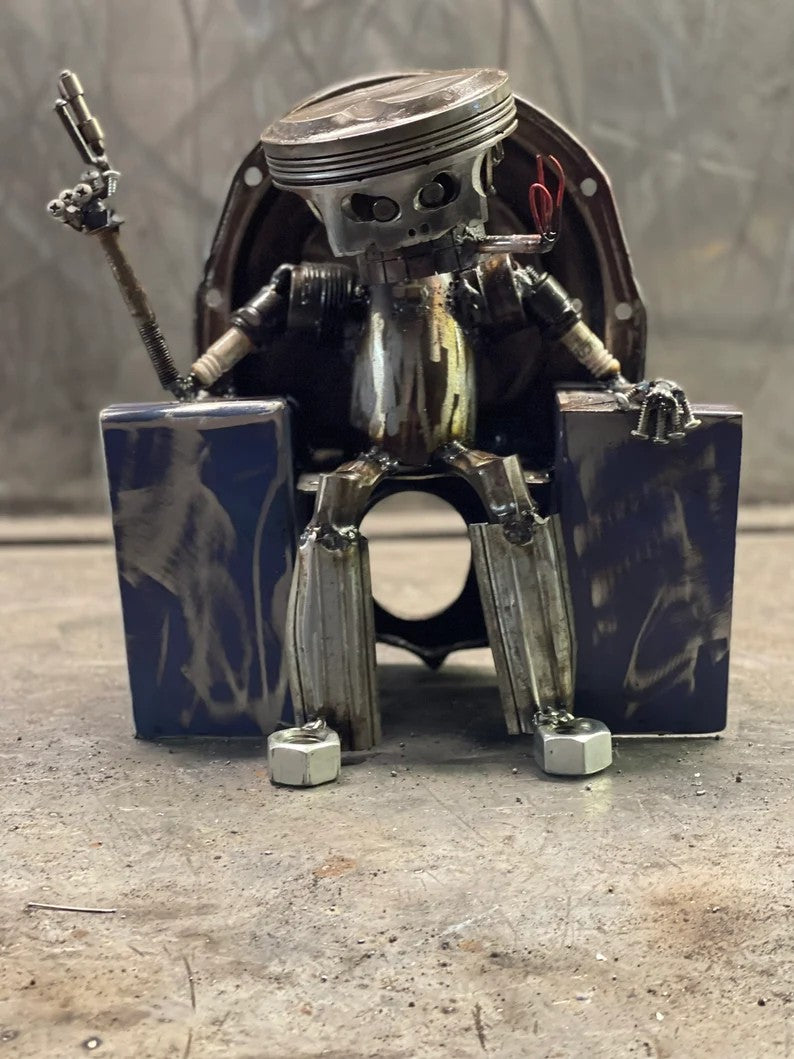 Handmade "Big Boss" Piston Robot Sculpture