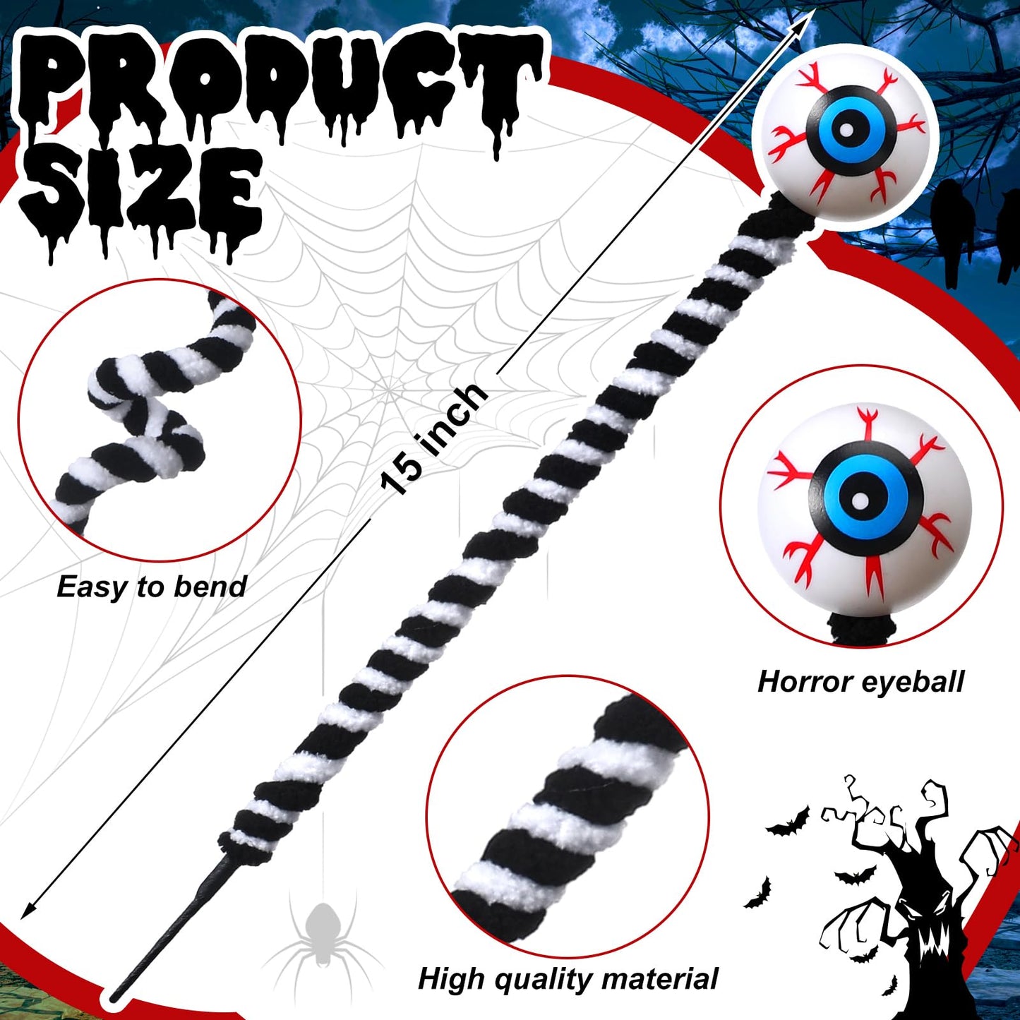 Halloween Haunted Eyeball Set - 8 Pcs Veined Prosthetic Eyes