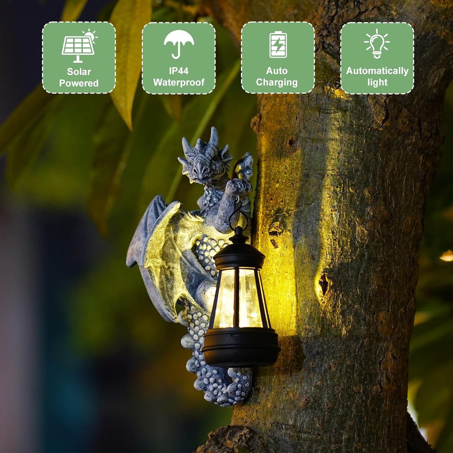 Solar Dragon Tree Hugger Lantern – Garden Decor