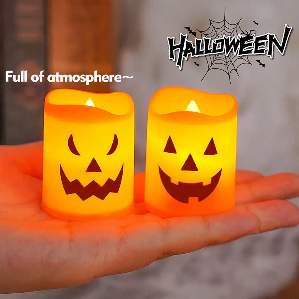 6 Pack-Halloween Flickering LED Pumpkin Candles