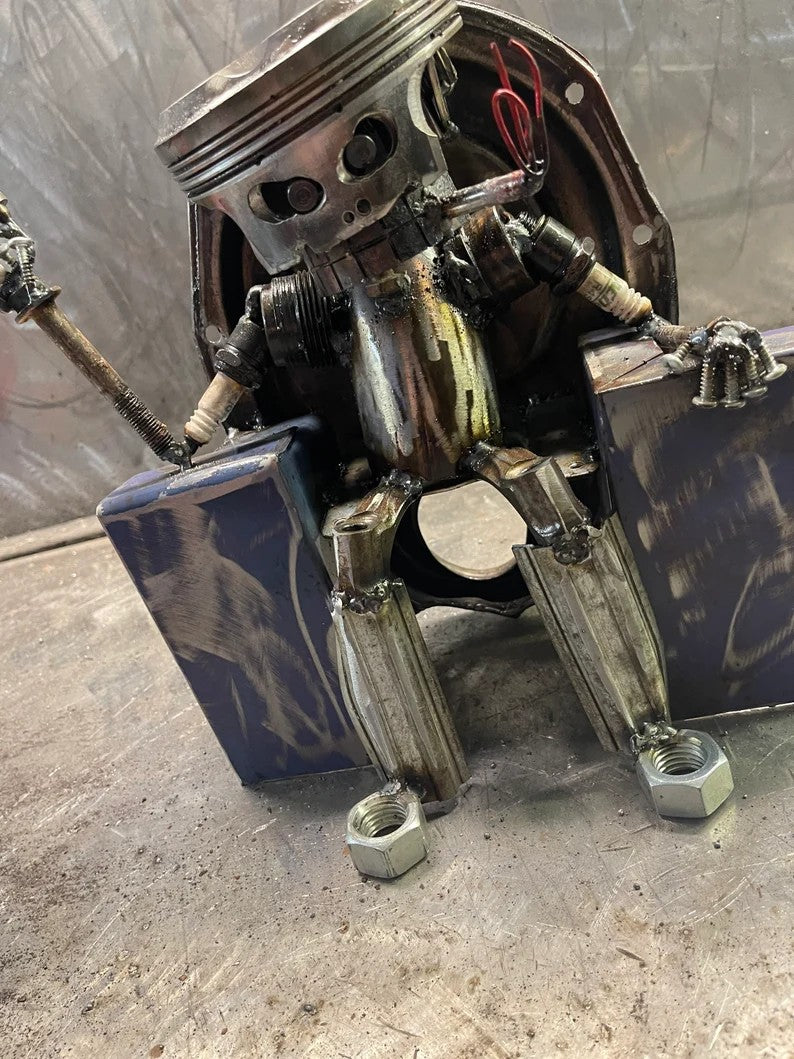 Handmade "Big Boss" Piston Robot Sculpture