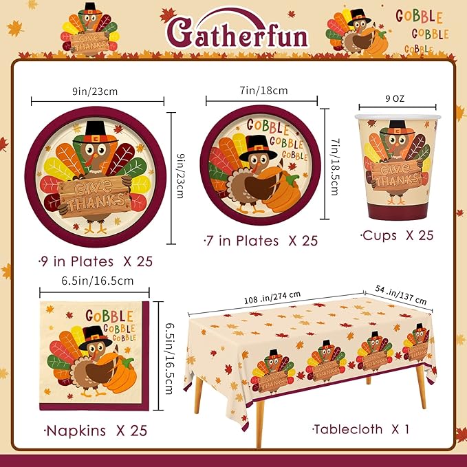 🐔Turkey Thanksgiving Party Supplies Kit- 25set