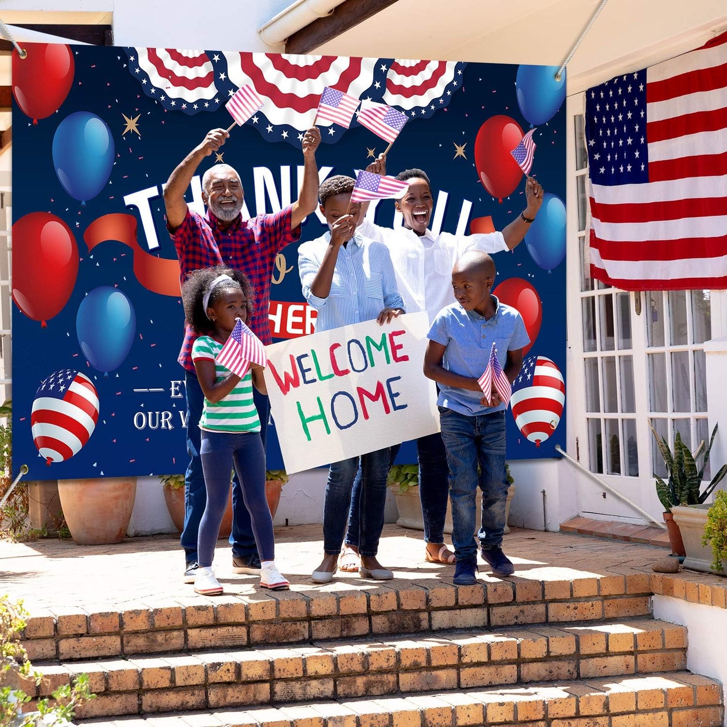 Happy Veterans Day Backdrop Background for Greeting Police Military Army Employees Heroes 71 x 43 Inch