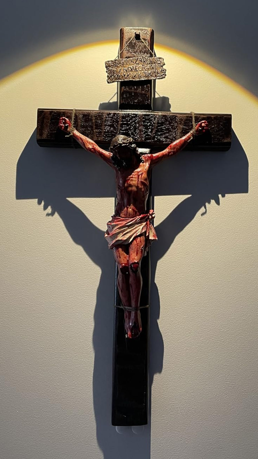 ✝️ Hand-Carved Calvary Crucifix - Sacred Heart Altar Set w/Blessing Certificate | Solid Walnut Devotional Cross for Home Chapel