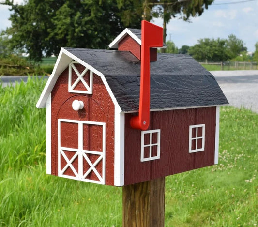 Wooden Dutch Barn Style Mailbox (Post Mount)