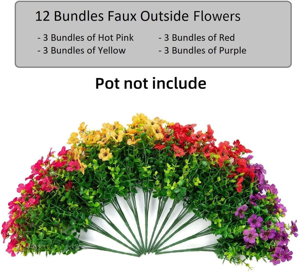 💐12 Set Artificial UV-resistant flowers: colorful suitable for porches and balconies
