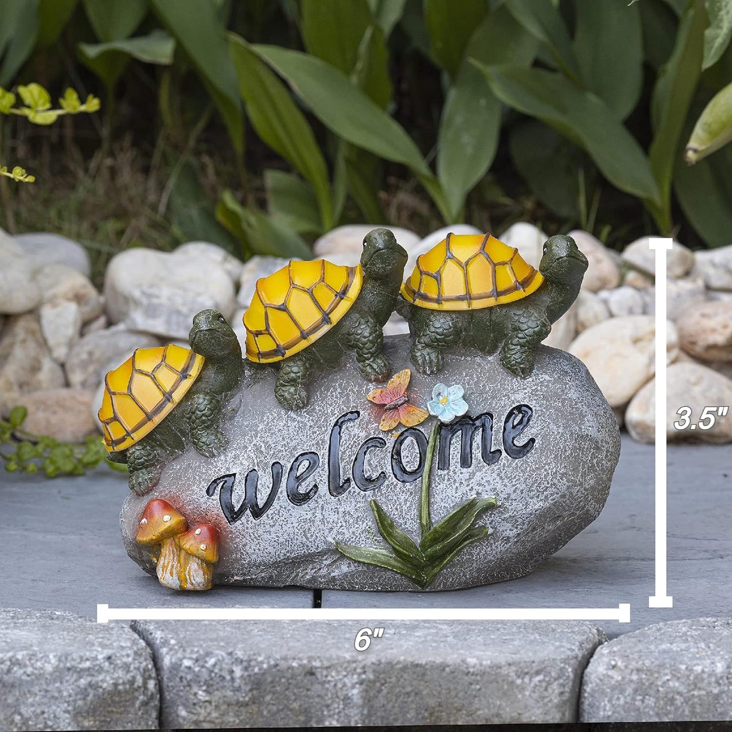 🐢Welcome Turtles on a Rock Solar Powered LED Outdoor Decor Garden Light