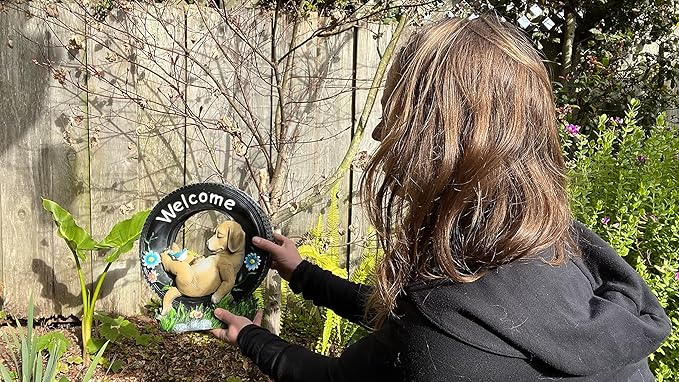 🐶Welcome Home Garden Puppy Dog Statue Solar Powered LED for Patio/Yard & Lawn