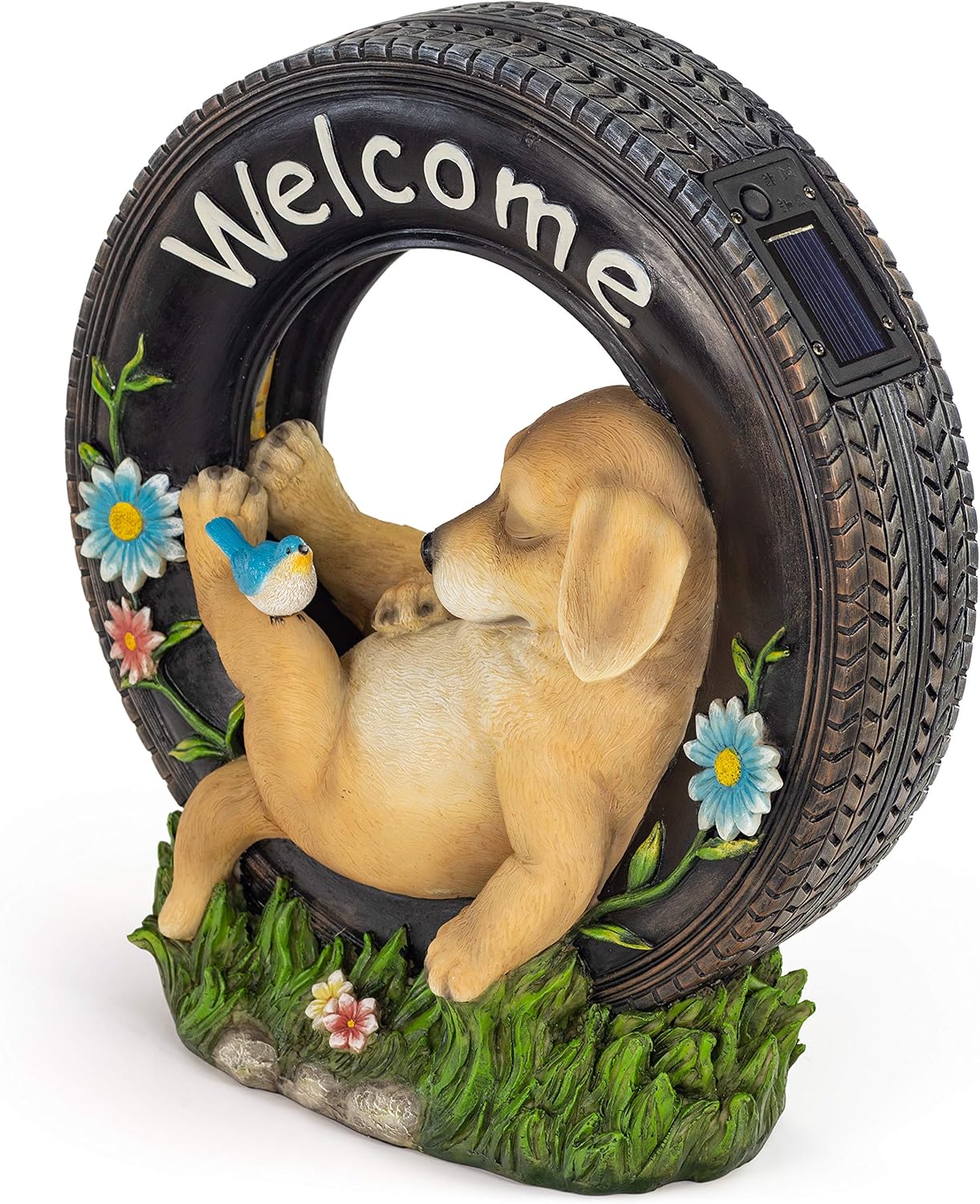 🐶Welcome Home Garden Puppy Dog Statue Solar Powered LED for Patio/Yard & Lawn