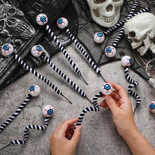Halloween Haunted Eyeball Set - 8 Pcs Veined Prosthetic Eyes