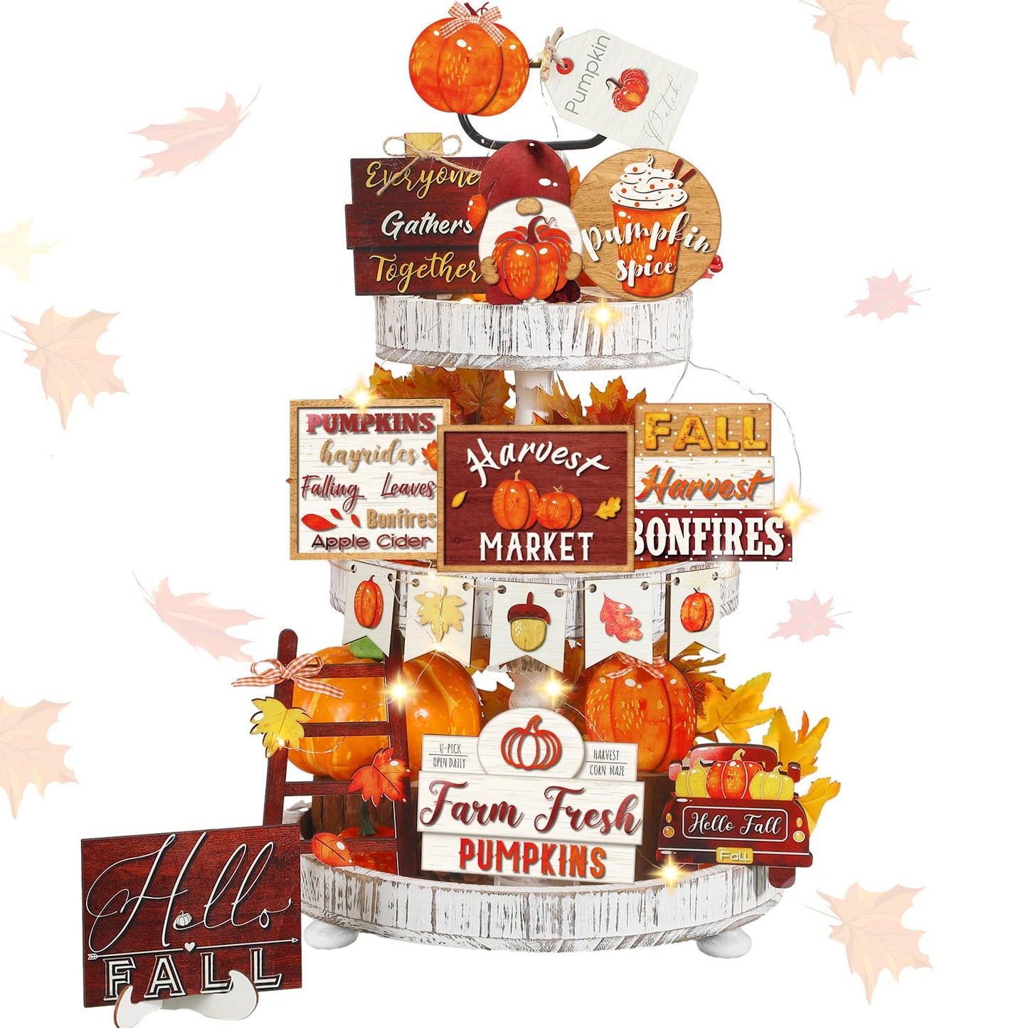 🎃Halloween Tiered Tray Decor Set Cute Halloween Wooden Signs