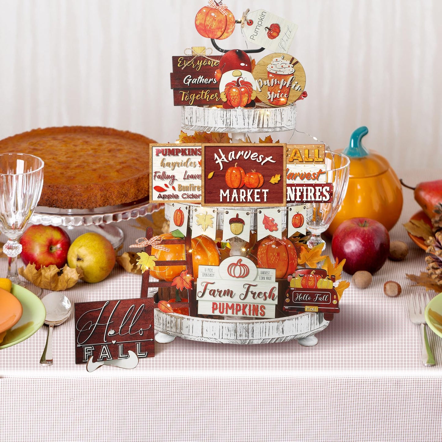 🎃Halloween Tiered Tray Decor Set Cute Halloween Wooden Signs