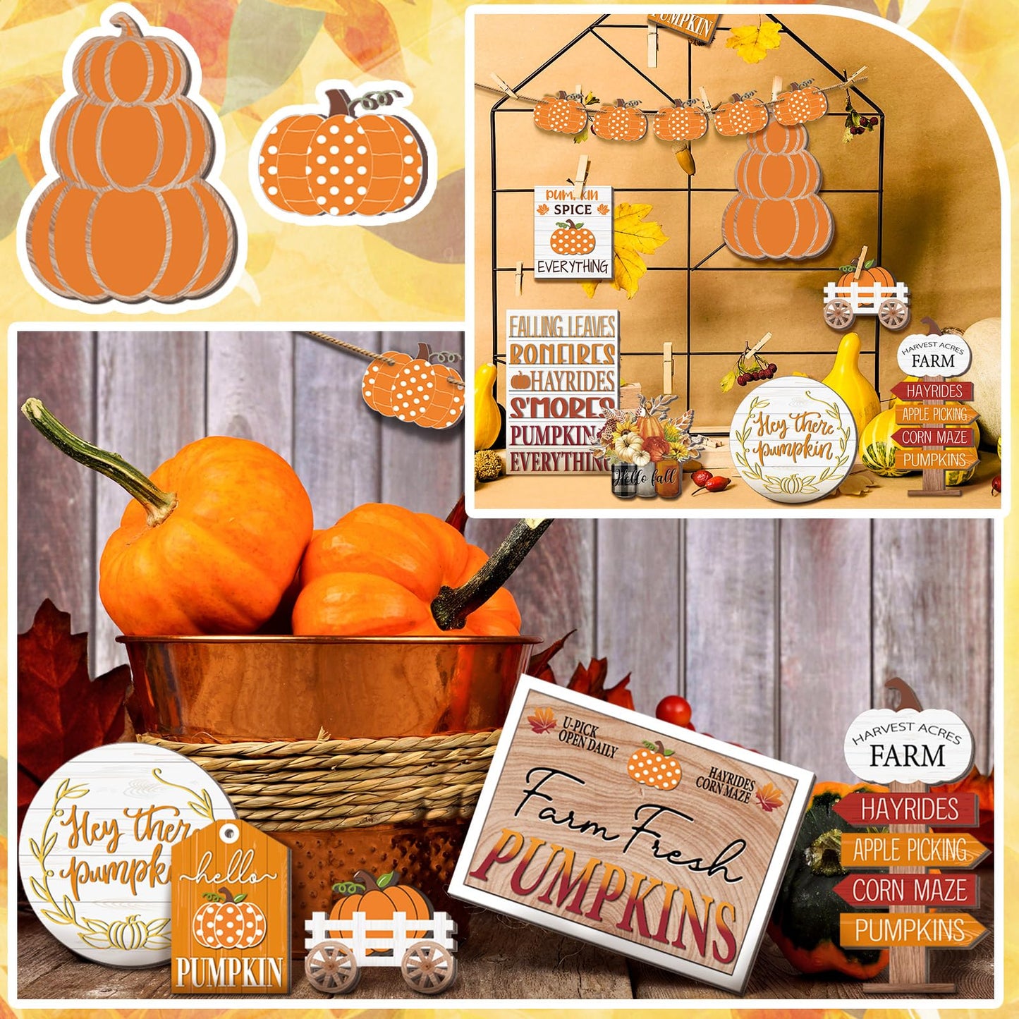 🎃Halloween Tiered Tray Decor Set Cute Halloween Wooden Signs