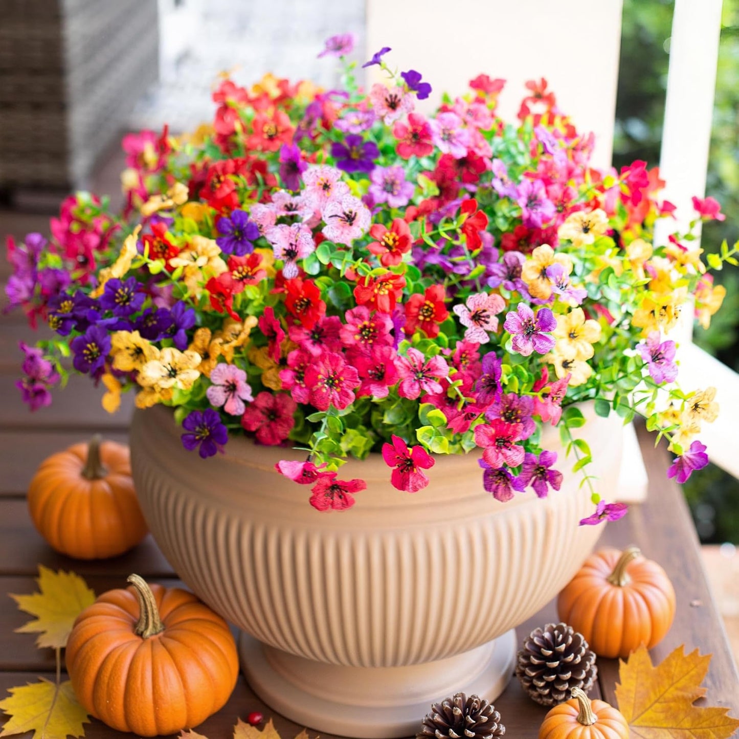 💐Artificial UV-resistant flowers: suitable for patios, porches and balconies