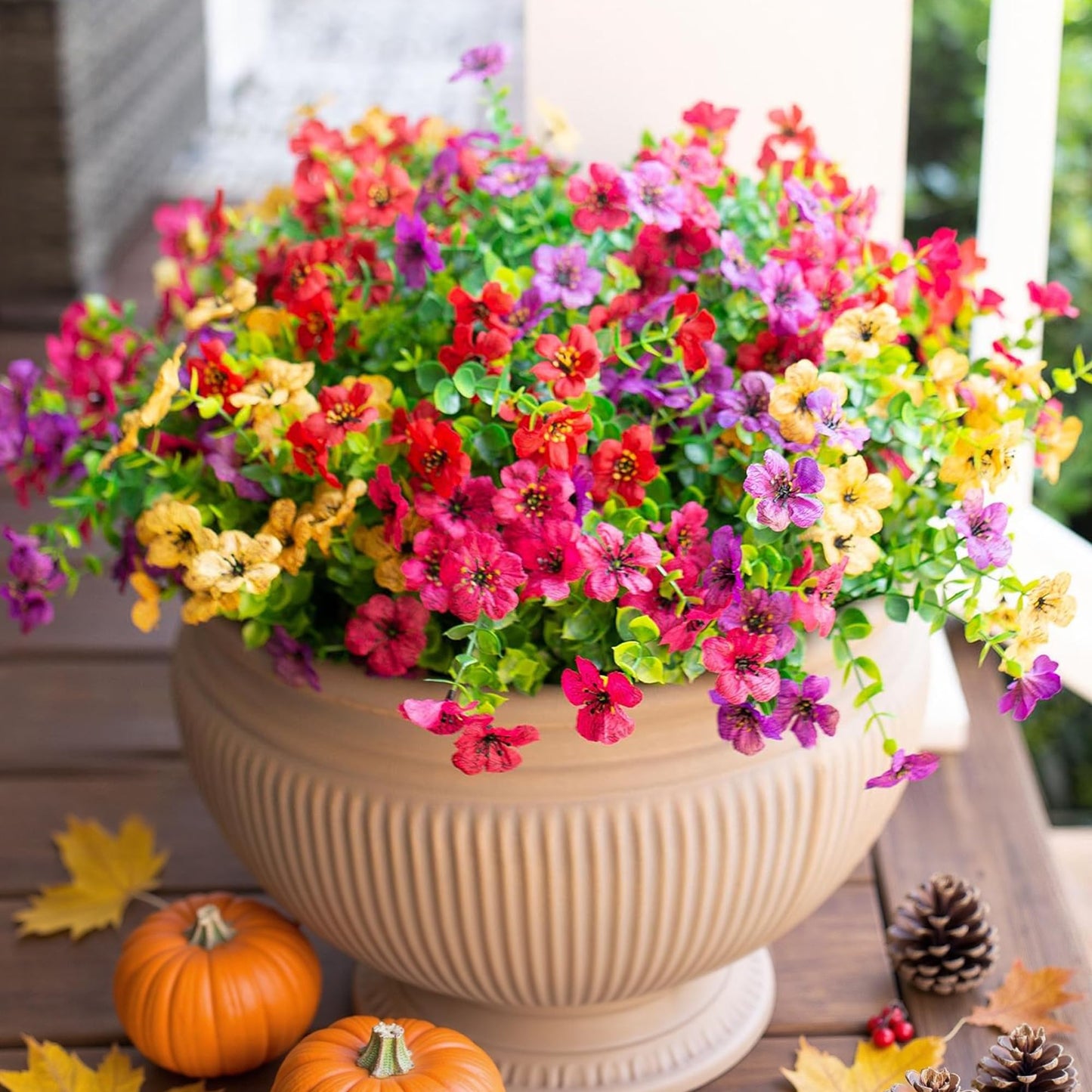 💐Artificial UV-resistant flowers: suitable for patios, porches and balconies