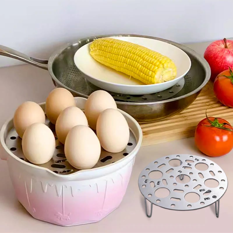 👨‍🍳Silver Stainless Steel Steamer Rack with Stand for Cooking