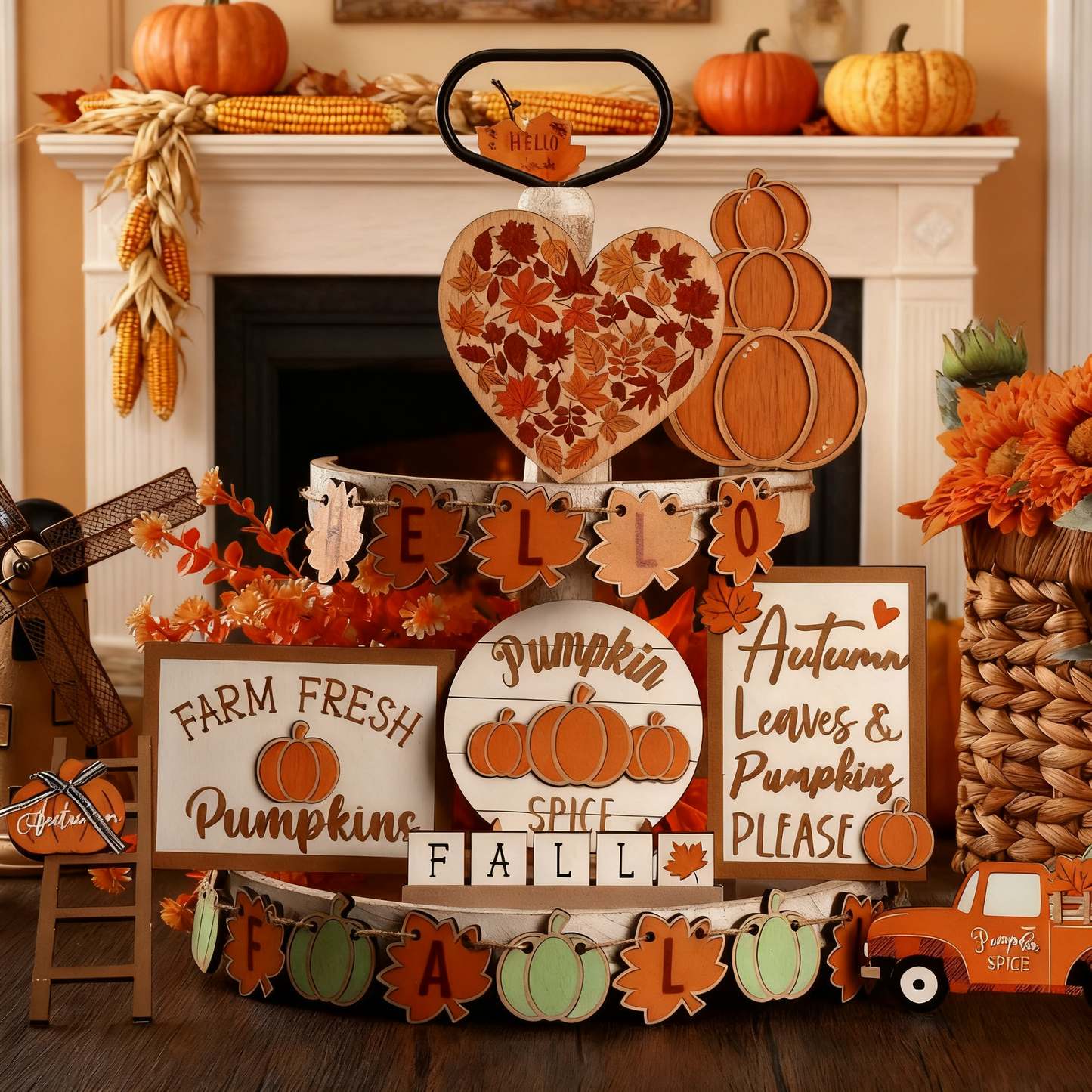 🐔Autumn home table decoration Halloween Thanksgiving scene decoration