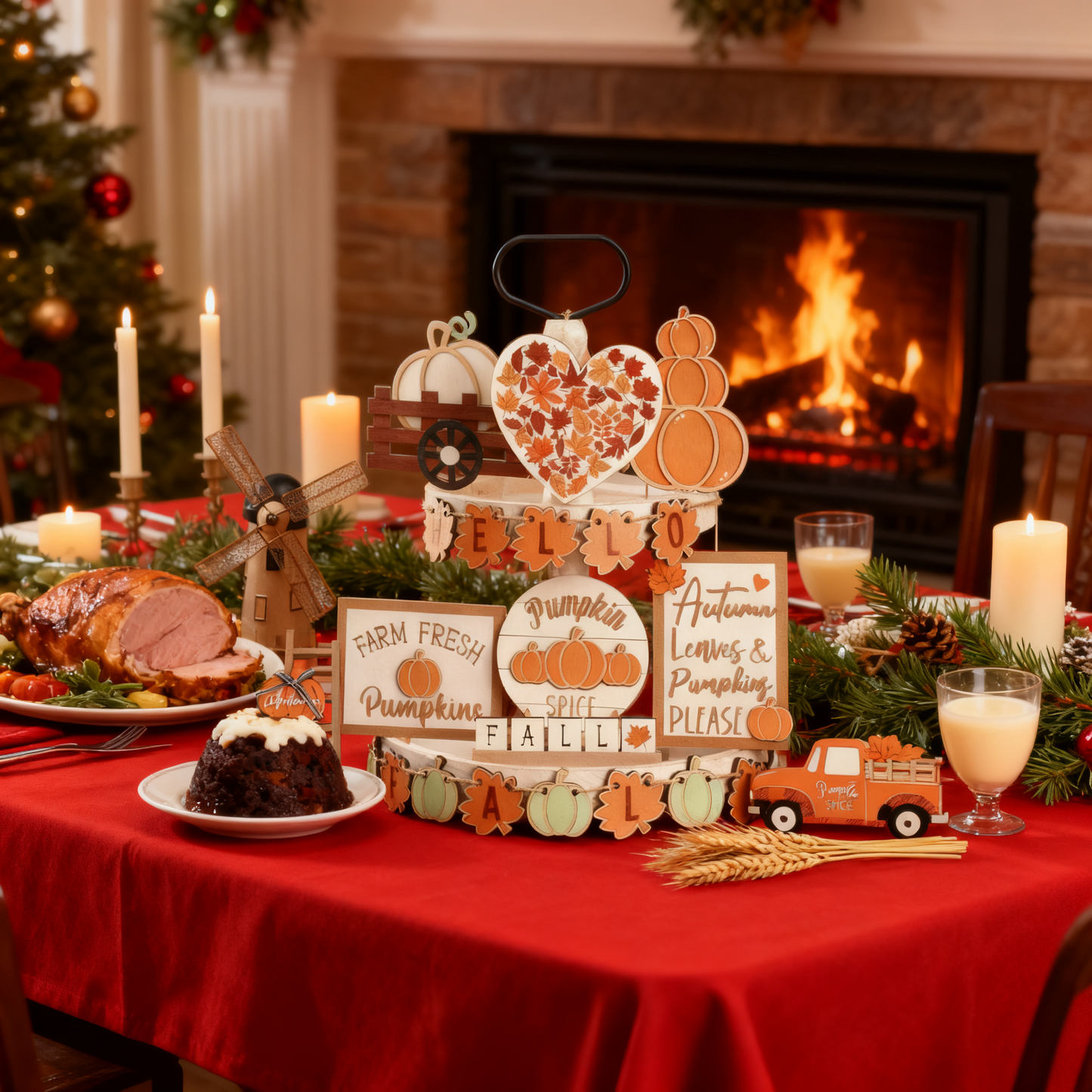 🐔Autumn home table decoration Halloween Thanksgiving scene decoration