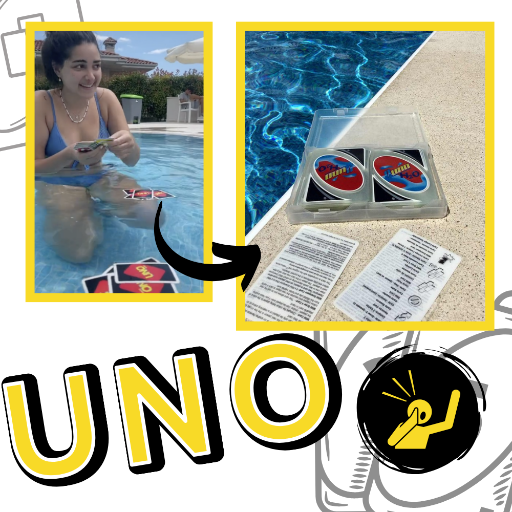 ✨UNO Card Game with Waterproof Cards and Portable Clip for Travel, Camping