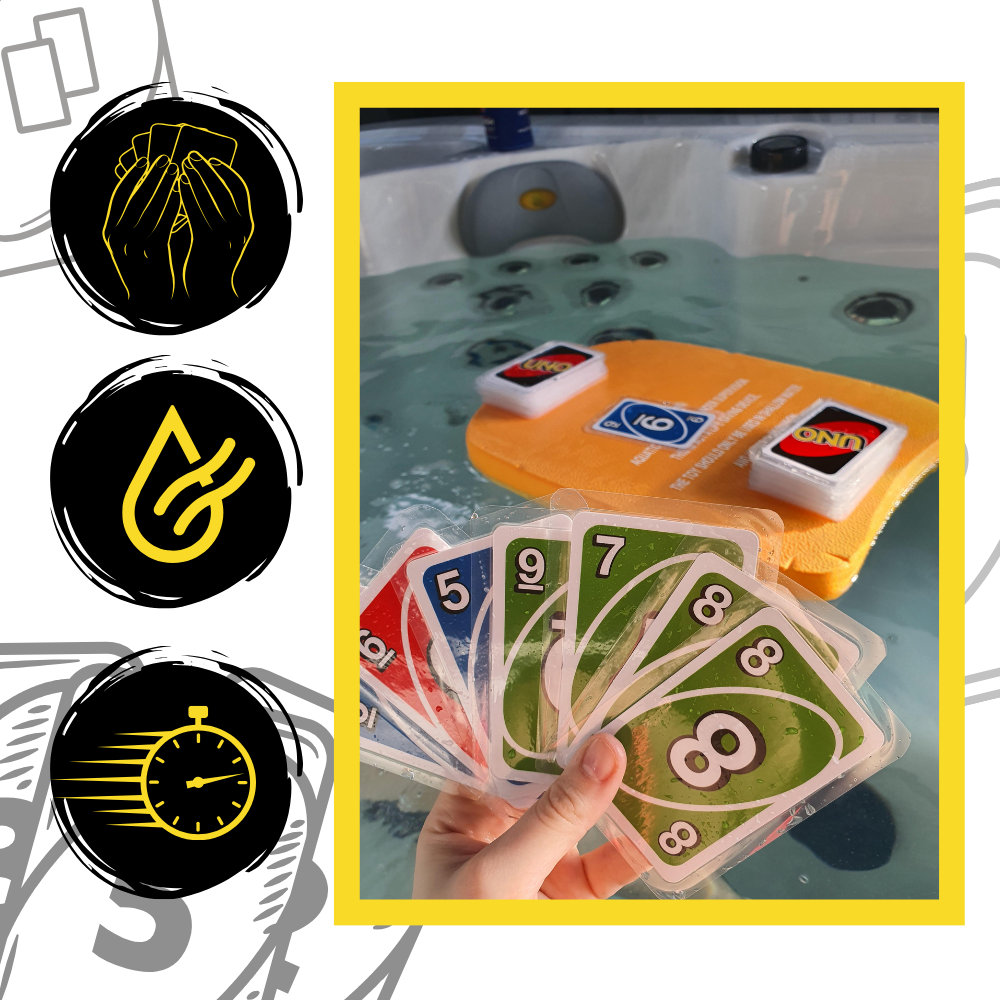 ✨UNO Card Game with Waterproof Cards and Portable Clip for Travel, Camping