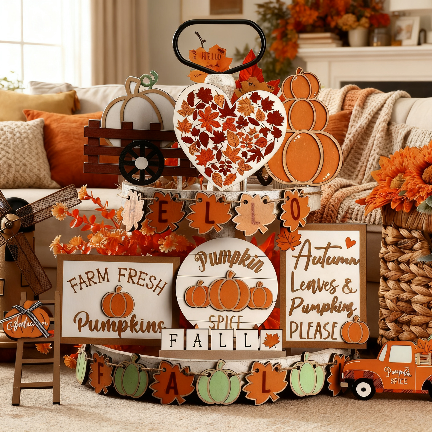 🐔Autumn home table decoration Halloween Thanksgiving scene decoration