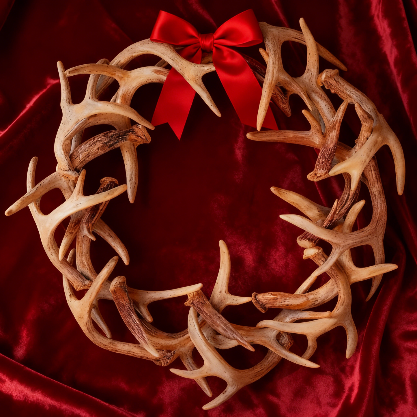 🌲🦌Natural antler Christmas wreath rustic-style fireplace ornament