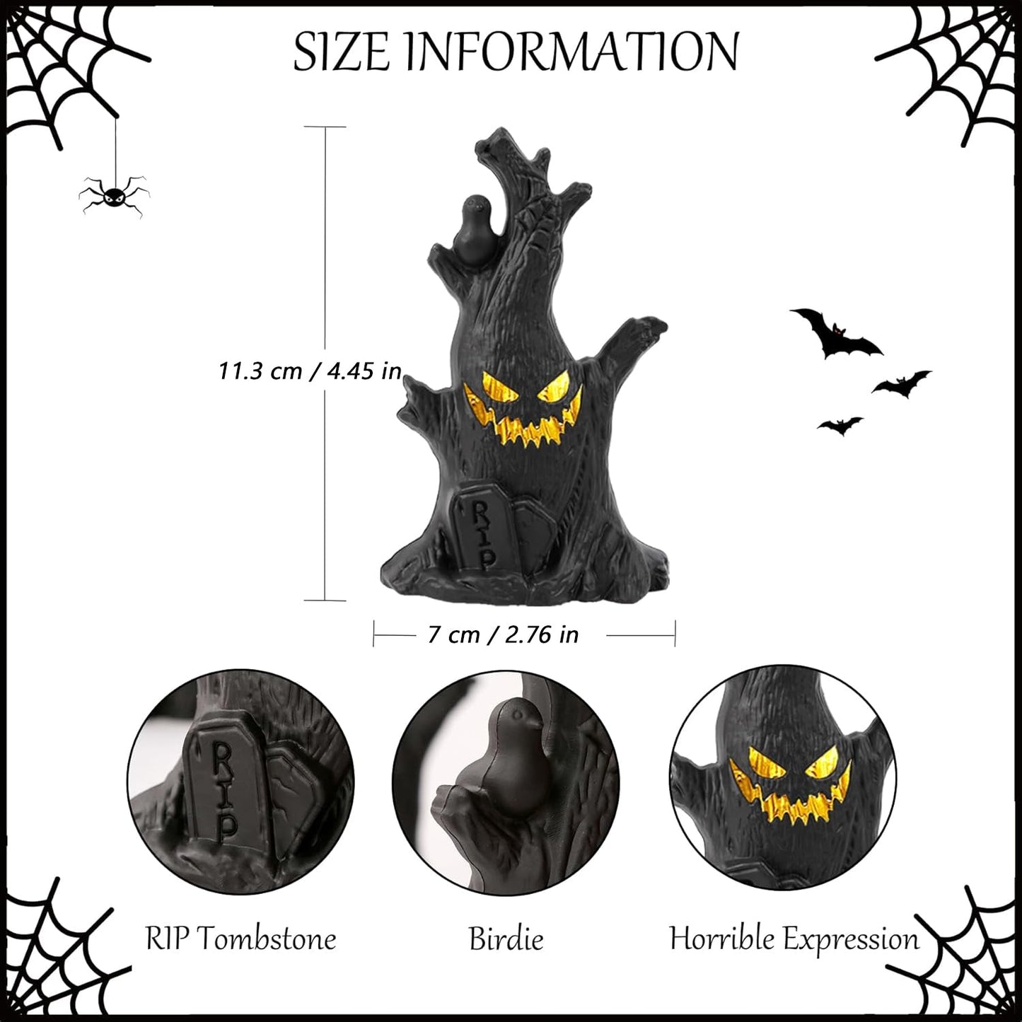 Glowing Halloween Stump Decor - Black Smiling Log with LED Eyes