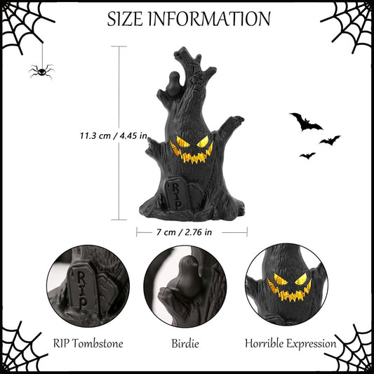 Glowing Halloween Stump Decor - Black Smiling Log with LED Eyes